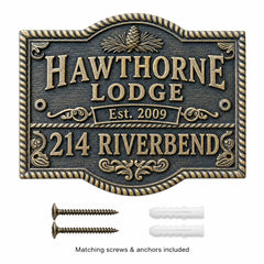Premium bronze 3D plaque with raised lettering displayed with mounting screws and wall anchors for installation.