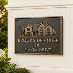 Solid bronze address plaque with personalized house number