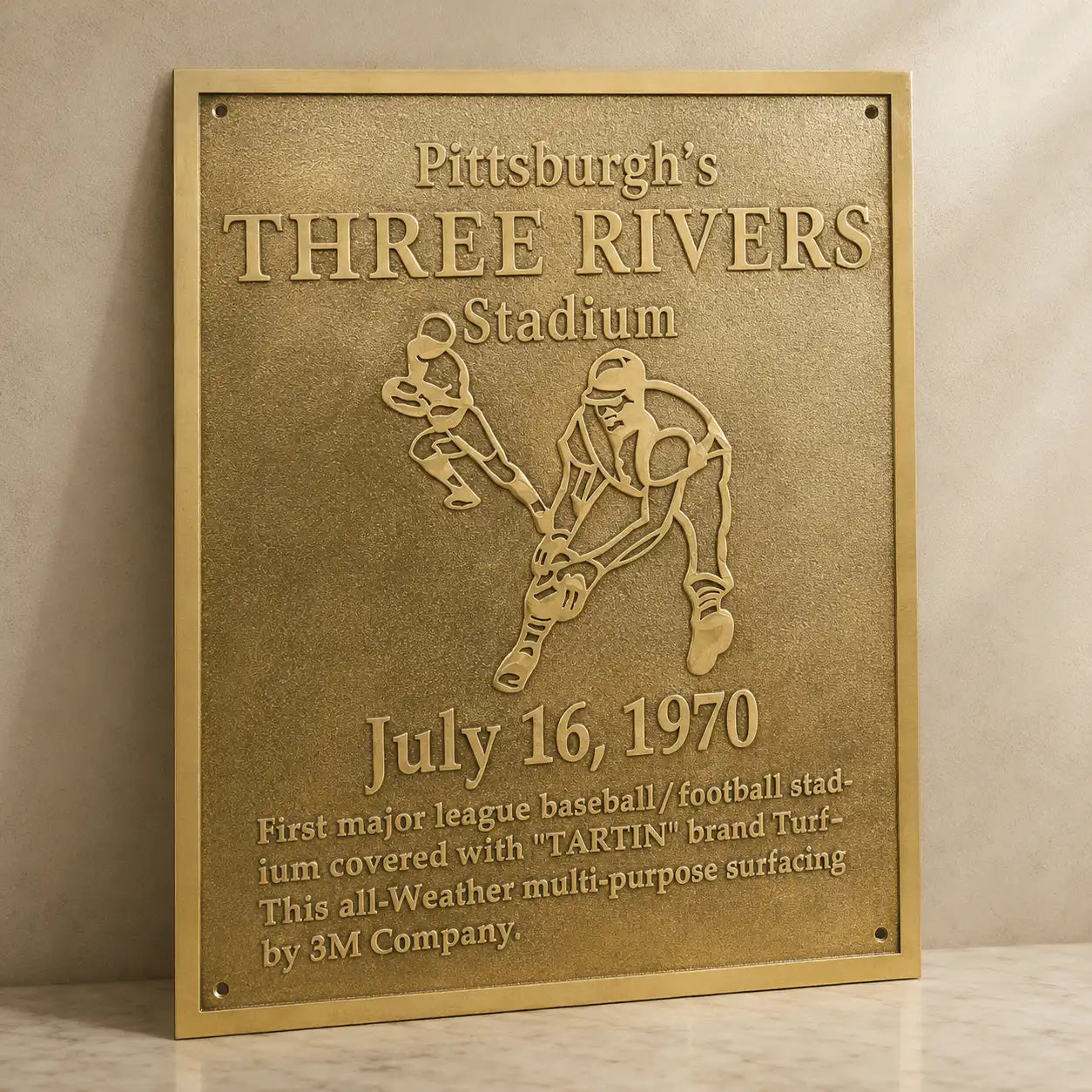 Custom brass name plaque with elegant black and gold finish