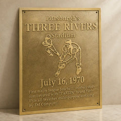 Custom brass name plaque with elegant black and gold finish