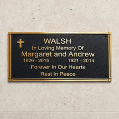 Handcrafted memorial brass plaque with custom engraving