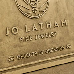 Engraved brass house address plaque with timeless brass finish