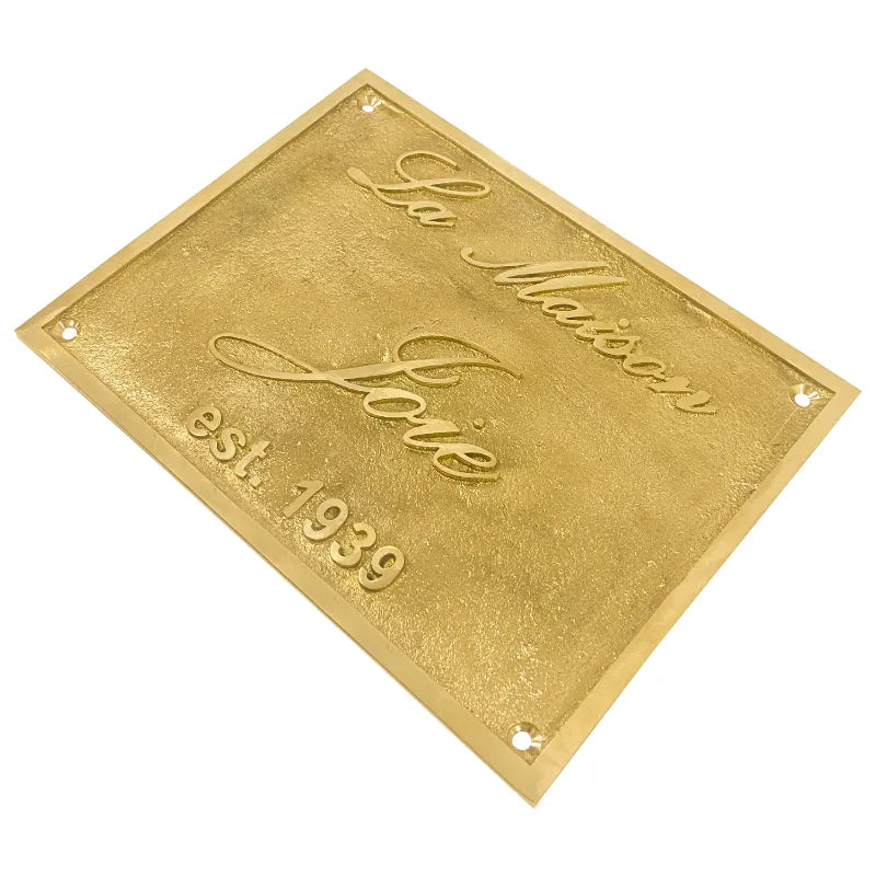 brass plaque for home entrance | custom brass address plaque.