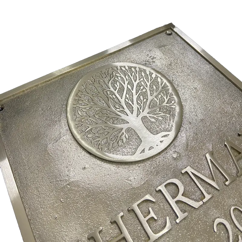 polished brass custom sign | brass logo plate for office 