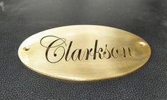 Engraved Brass Oval Door Name Sign Plaque Plate EBP07
