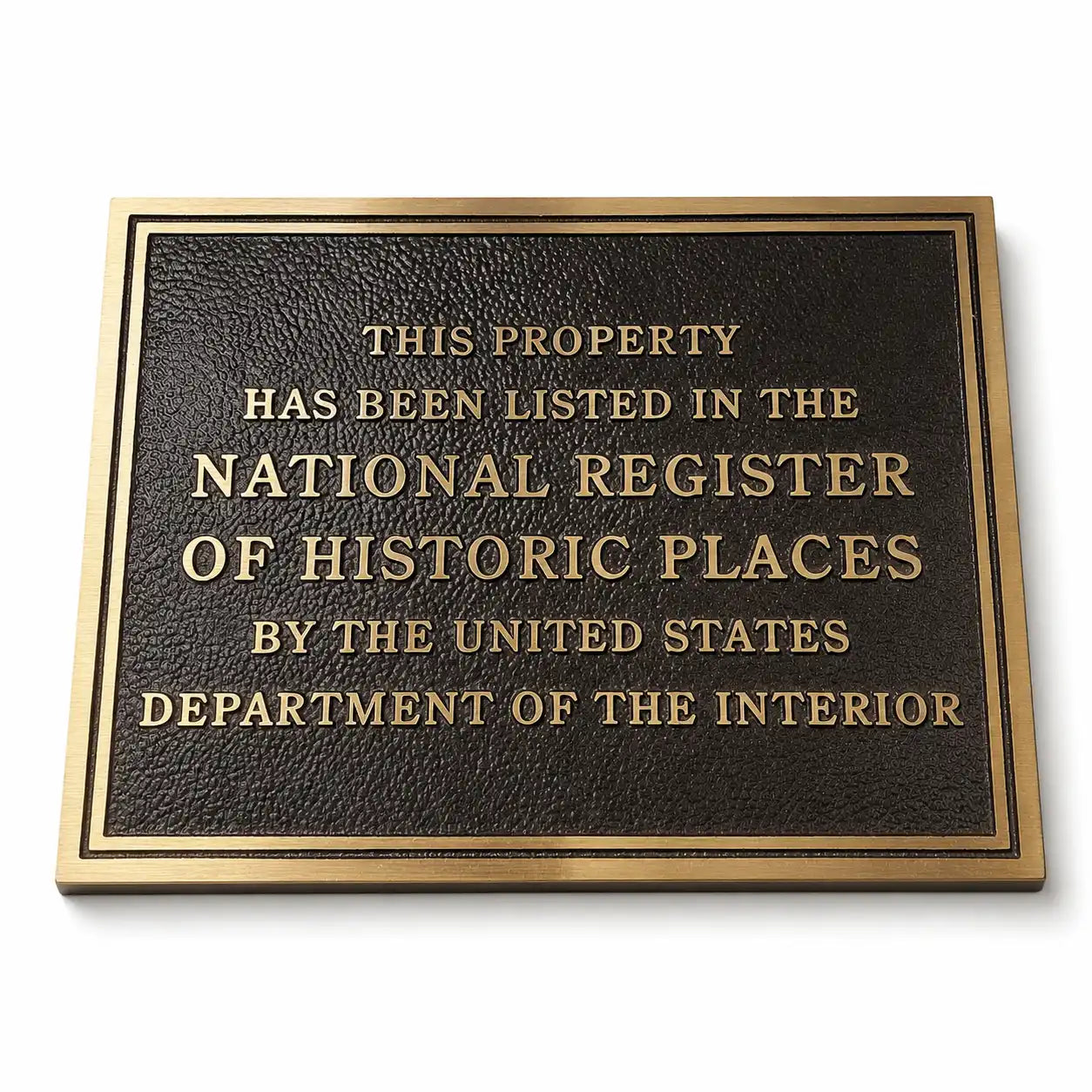 National Register of Historic Places plaque in custom brass or bronze finish