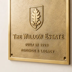 Elegant custom brass address plaque with engraved text