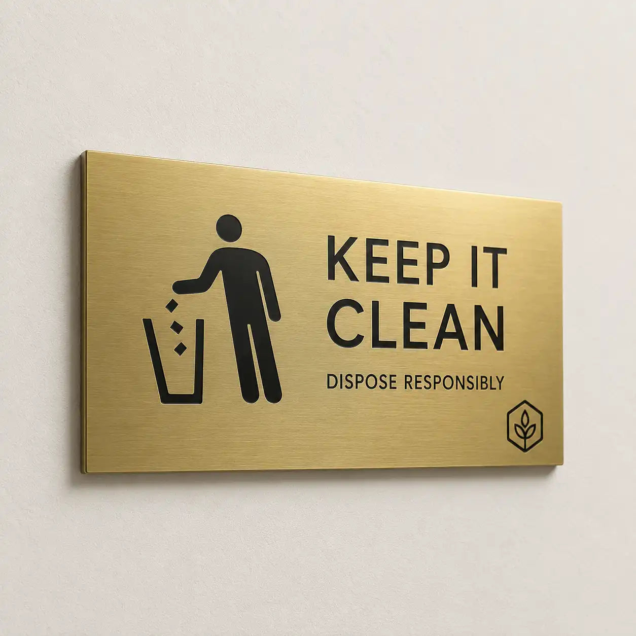 Custom engraved brass plaque with personalized name and message