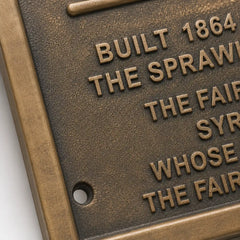 Brass historical plaque for historic homes and landmark buildings
