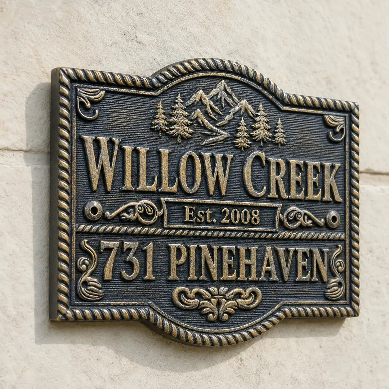 Premium bronze 3D plaque with raised lettering