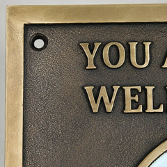 Bronze memorial plaque with engraved picture and personalized inscription