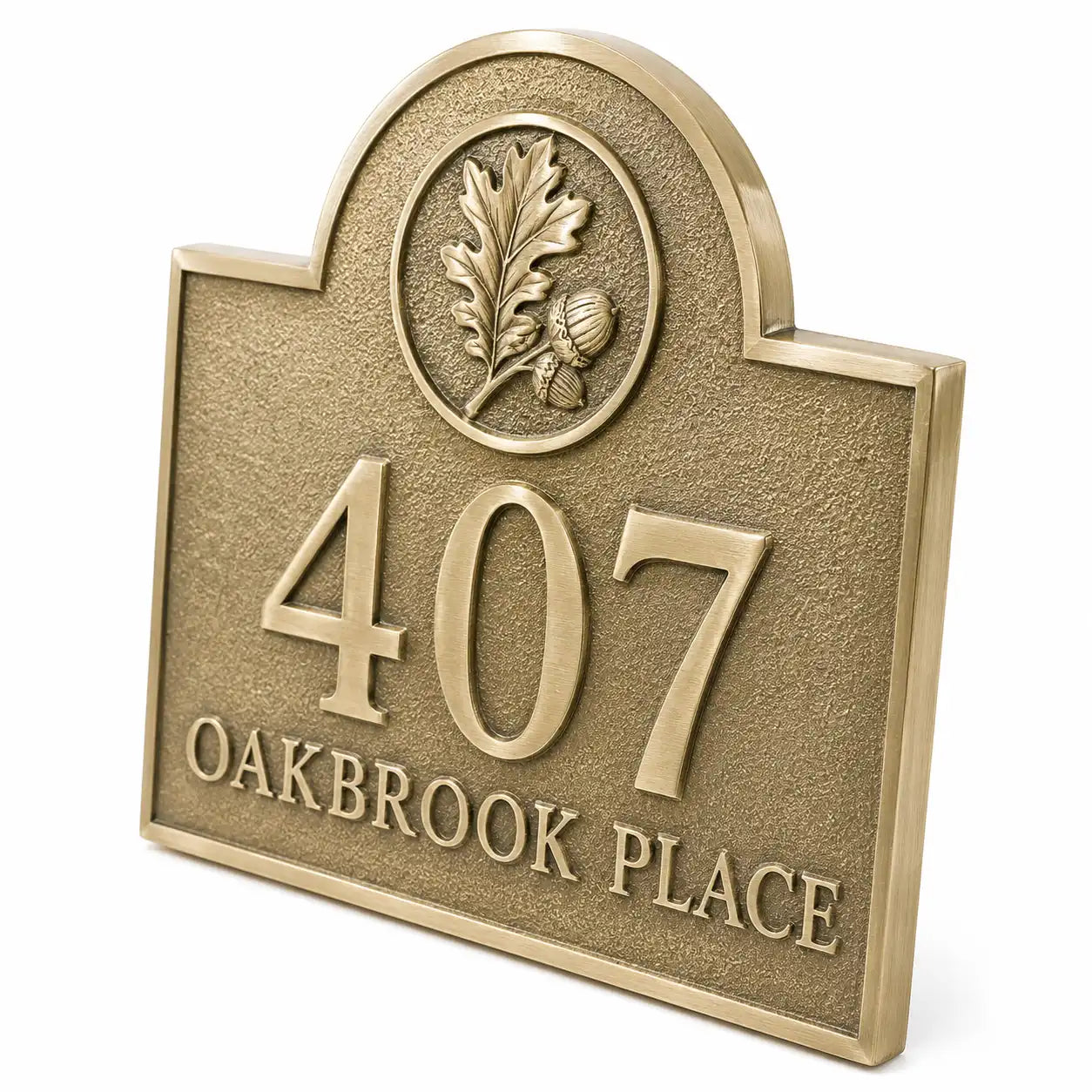 Brass address plaque with personalized family name and address