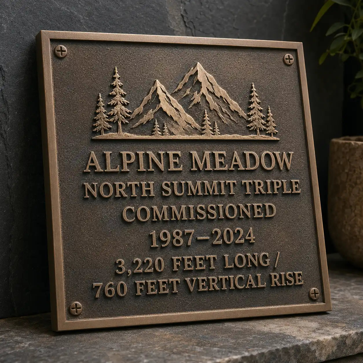 Engraved bronze memorial plaque for parks, gardens, or cemeteries