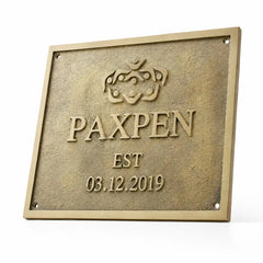 Brass address sign with precision engraved text for home entrance