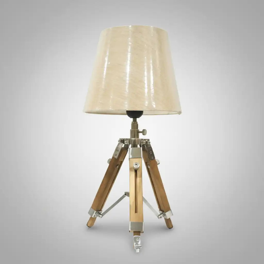 Wooden tripod table lamp for living room décor