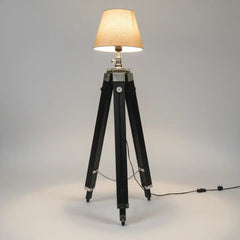 Wooden tripod floor lamp adjustable height aluminum and wood