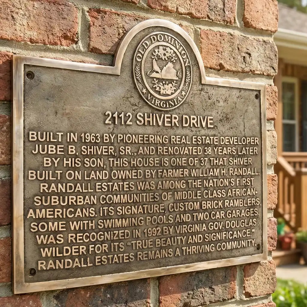 The plaque describes the historical significance of the house