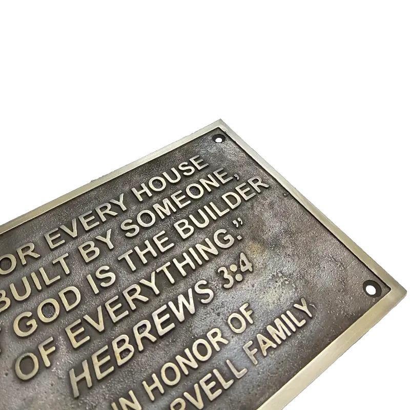 Handcrafted brass plaque in bronze finish | Custom message brass plaque bronze look