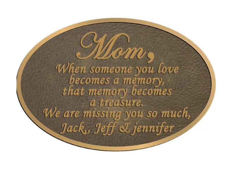 oval bronze dedication plaque