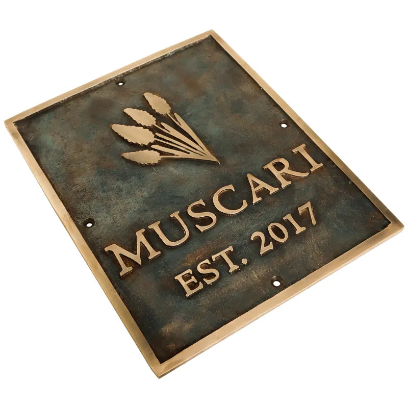 Brass address plate with engraved text