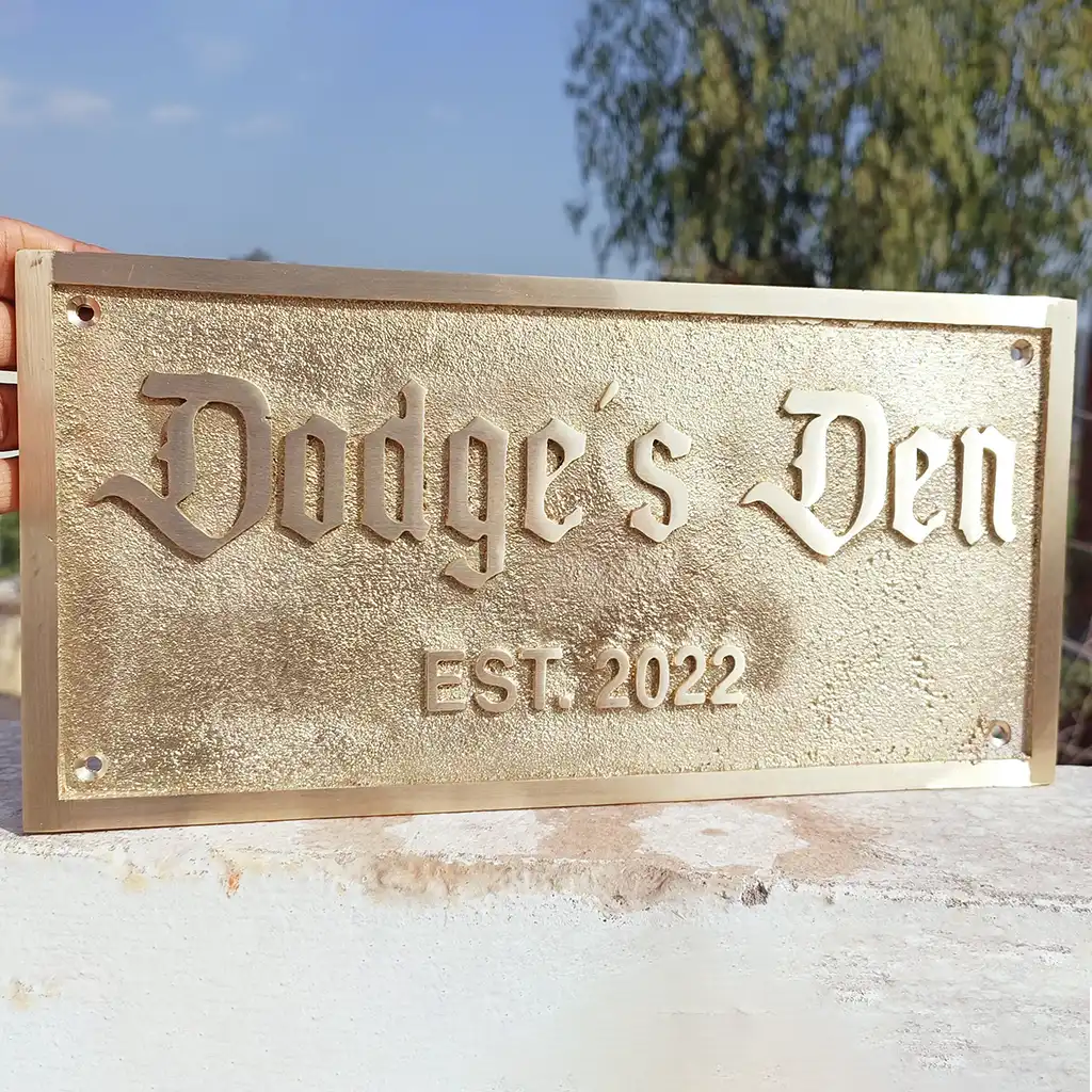 Handcrafted engraved brass sign | Brass plaque for door or address