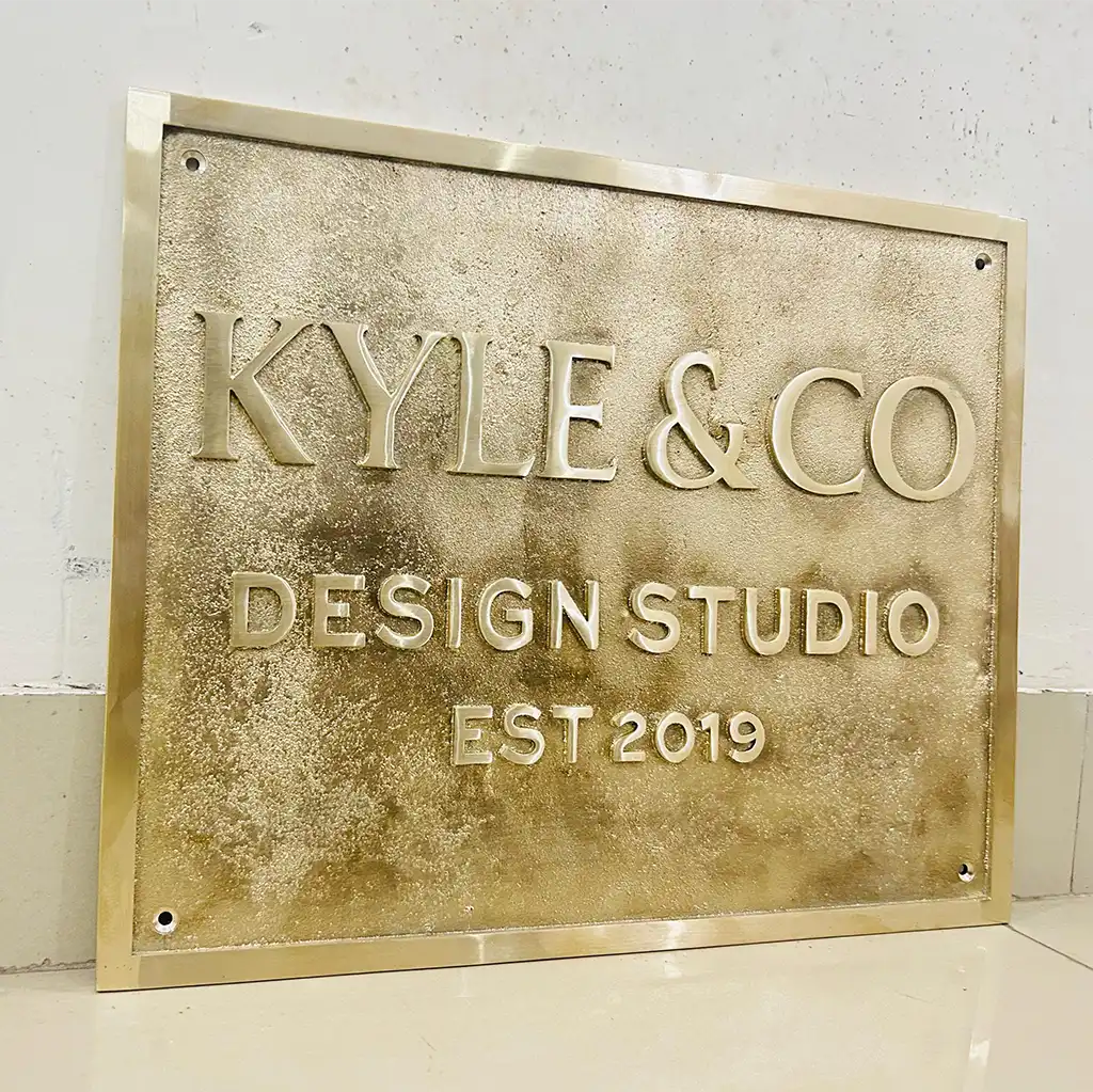 custom brass door name plate | engraved brass plate for home