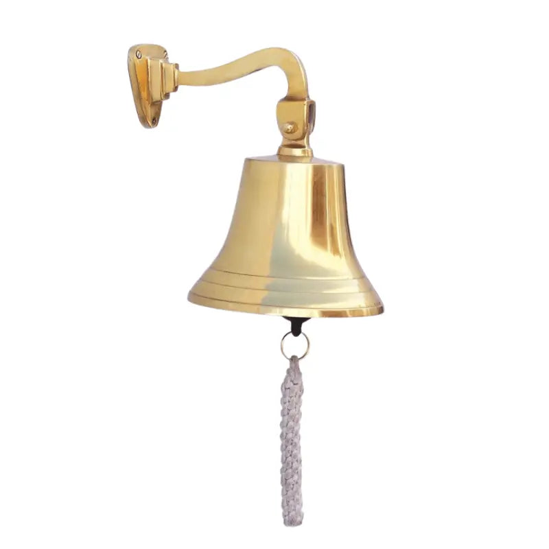 large brass ship bell, 14-inch wall hanging