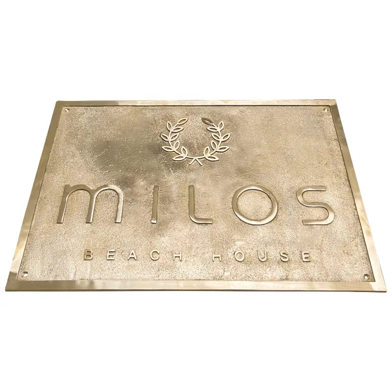 Handcrafted brass address plate