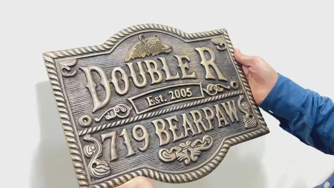 Bronze address plaque with 3D design video