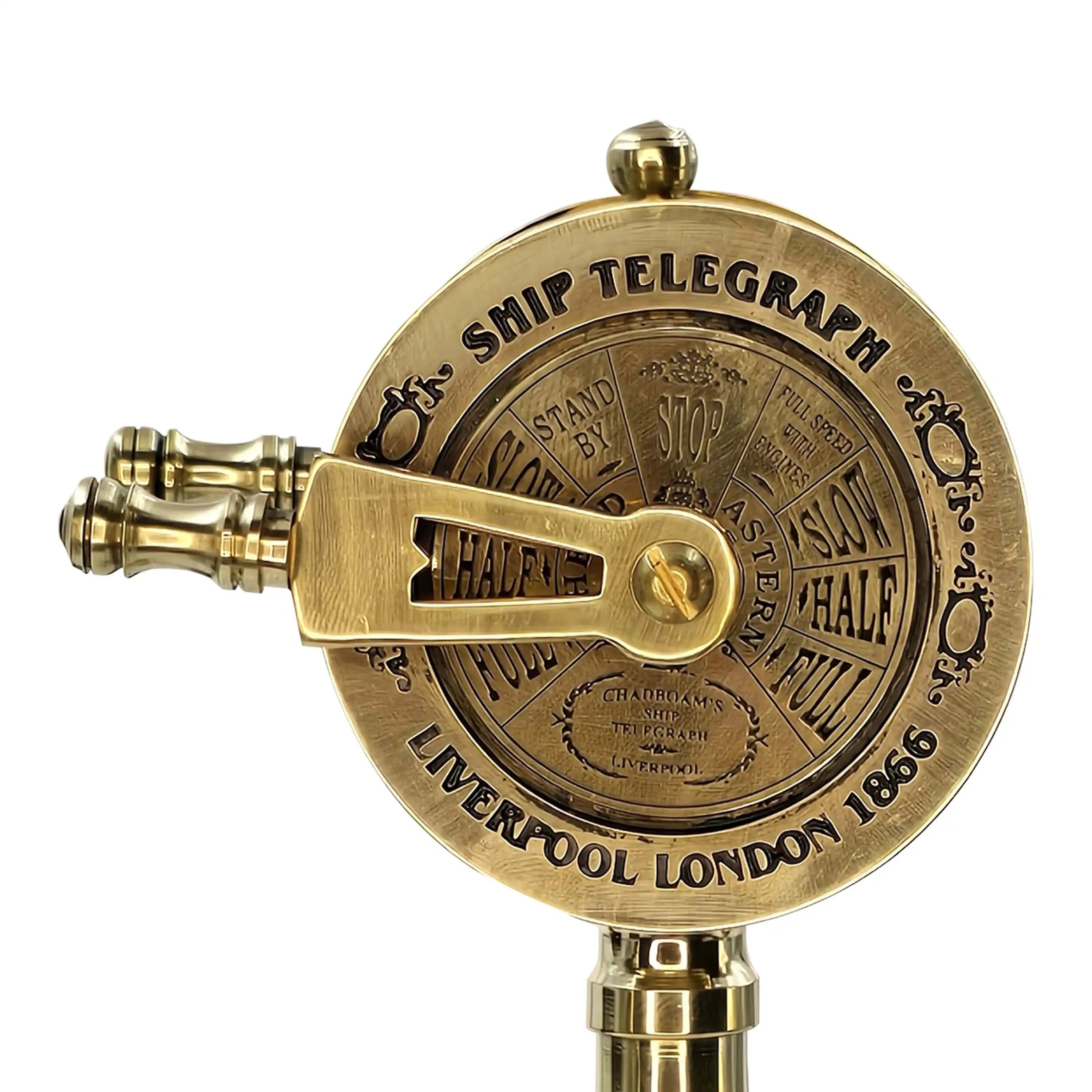 vintage-style brass ship engine order telegraph