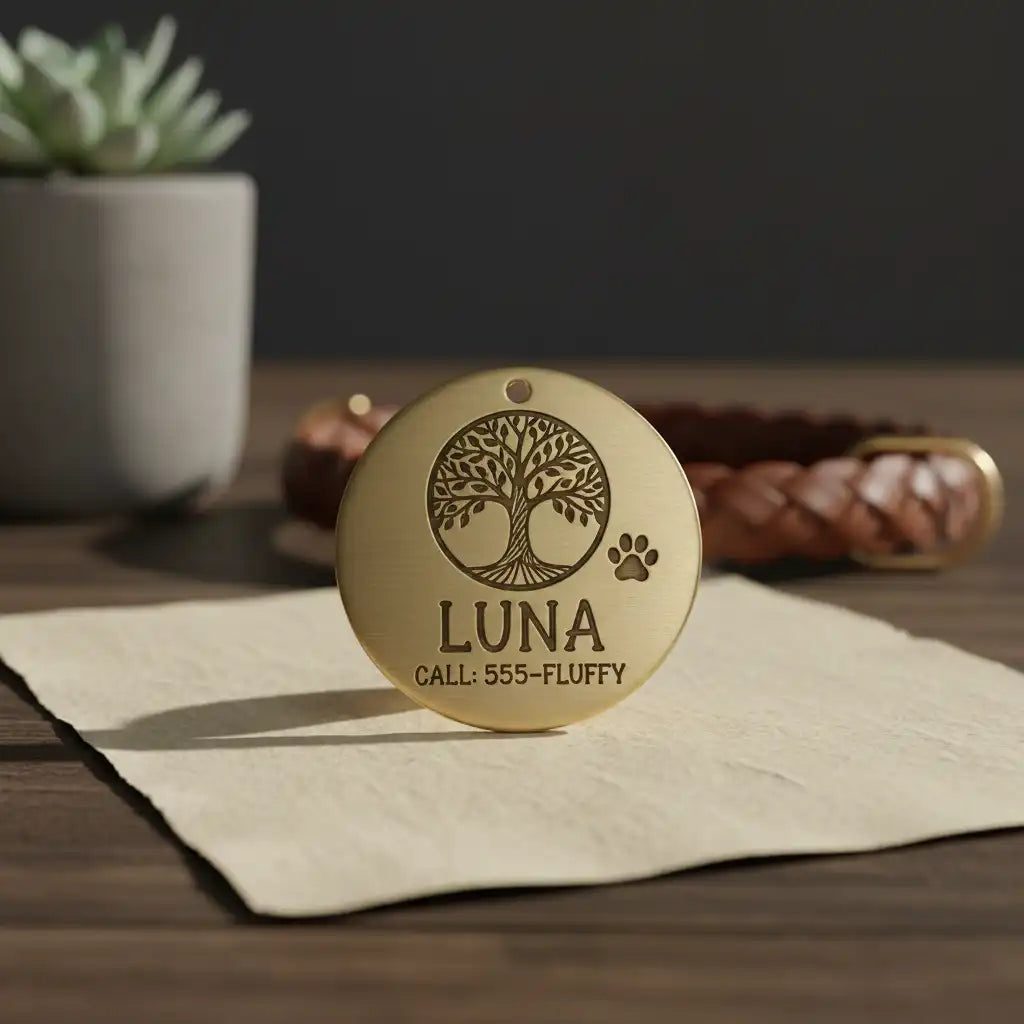 brass metal tag engraved