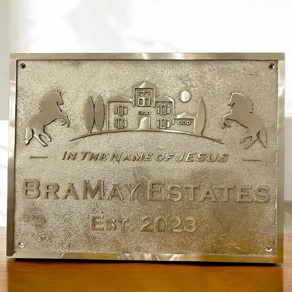 polished brass address signage | brass door address plaque
