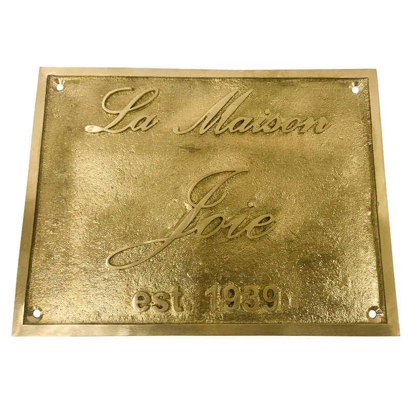 custom engraved brass signage | brass address and name plate