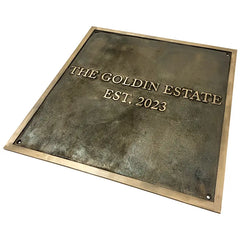 Handmade antique brass house number plaque