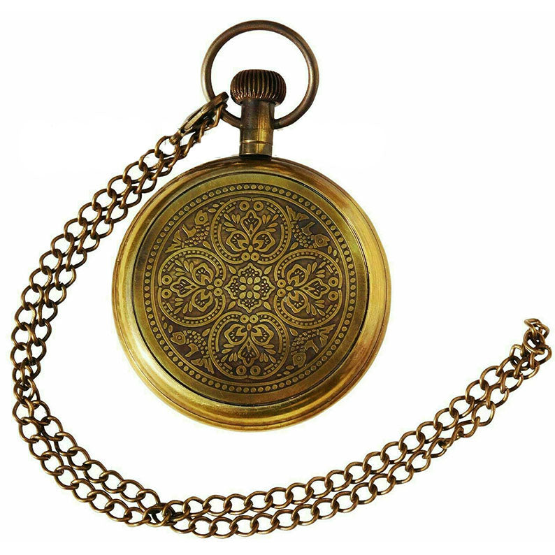 Antique brass pocket watch with chain Indian Handicraft Item