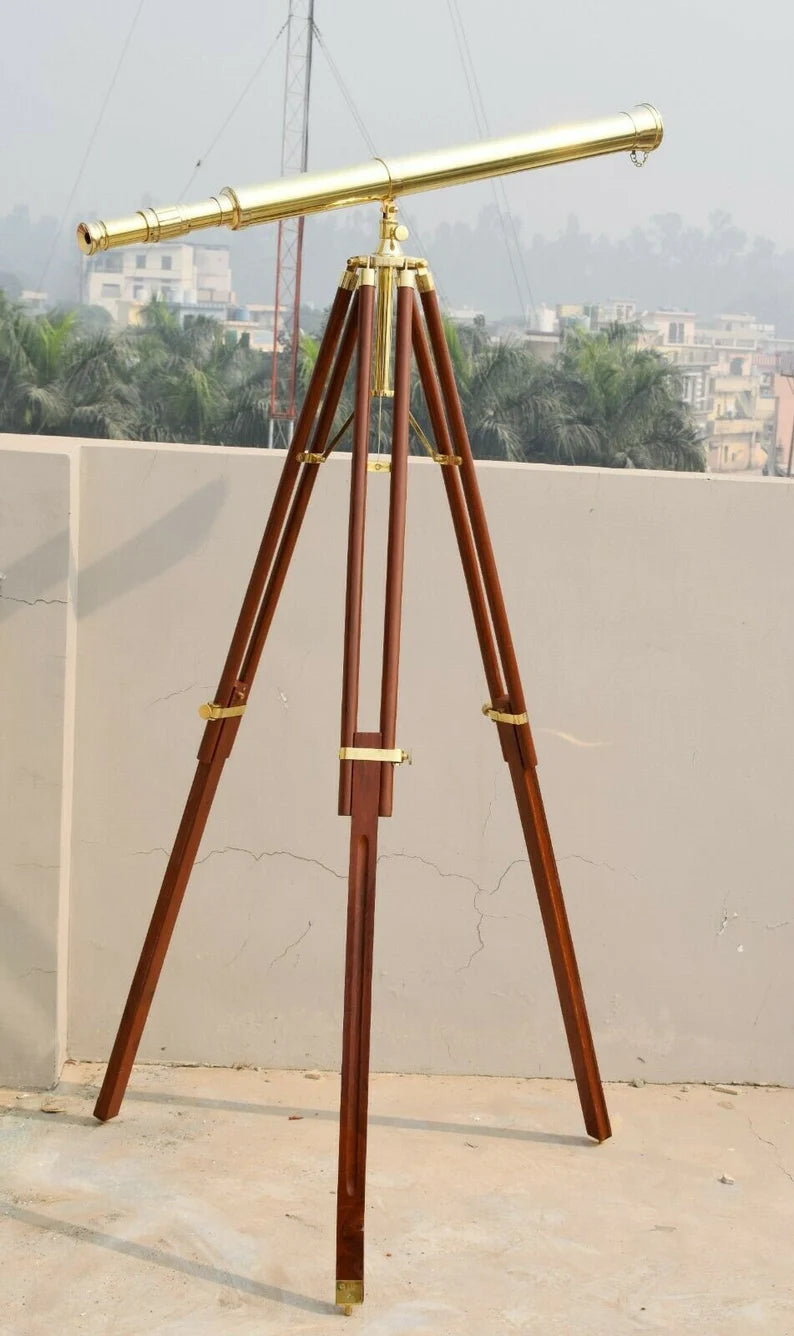 64 inch Floor Standing Harbor Master Nautical Brass Telescope With Tripod Stand