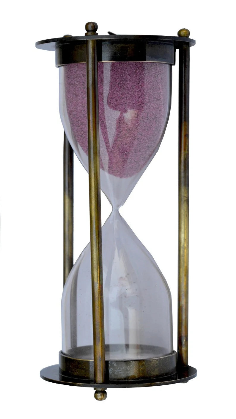 6 Antique Finish Sand Timer Decorative Brass Hourglass 100 Year Calendar Timer 5 Minute Hour Glass Timer Time Calculator