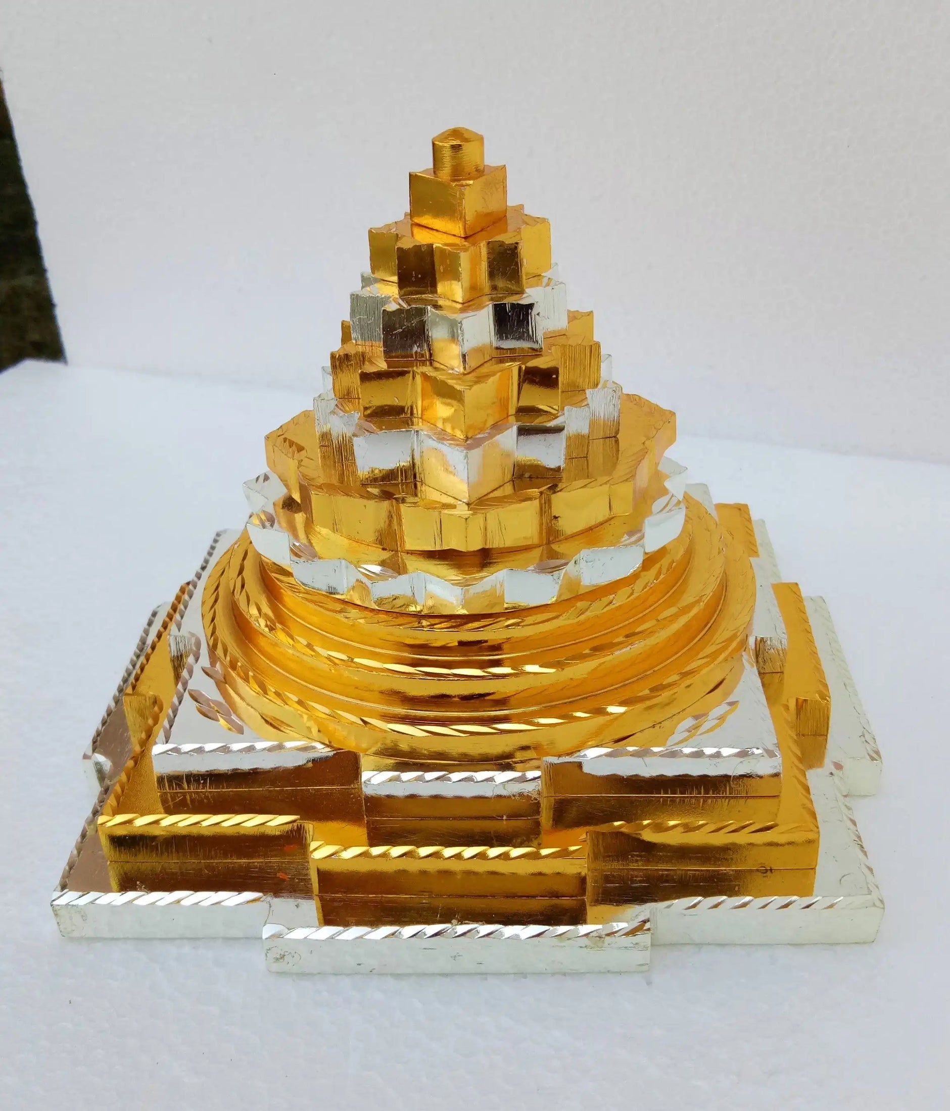 ShriRudram Maha Meru Shree yantra / Shri newest Yantra Brass Panchdhatu 3DVastu Home Pooja Meditation Solid