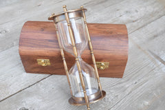6 Personalized Hourglass, Wedding Set With Wooden Box, Unity Ceremony, Beach Sand Ceremony Set, Engraved Hourglass, Vintage Sand Ceremony,