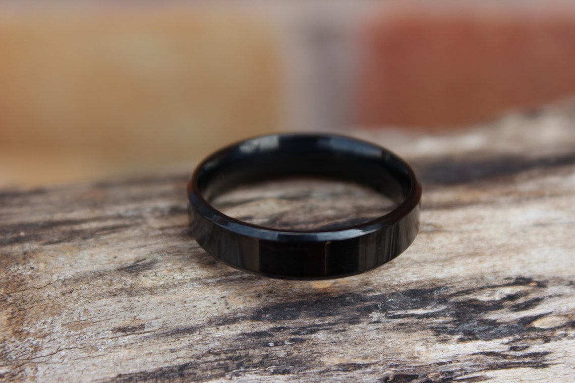 6mm Black/Silver Stainless Steel Ring, Unisex Ring, Stainless Steel Ring