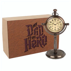 Antique Desk Clock Gifts for Dad - Engraved Ckock Gift for Dad, Thanksgiving Gift, Engraved with Dad, No Matter How Much Times Passes You Will Always Be My Hero