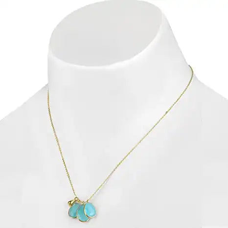 Aquamarine Collette Pendant Cord Necklace, meghan markle 3 Aquamarine pendant replica necklace