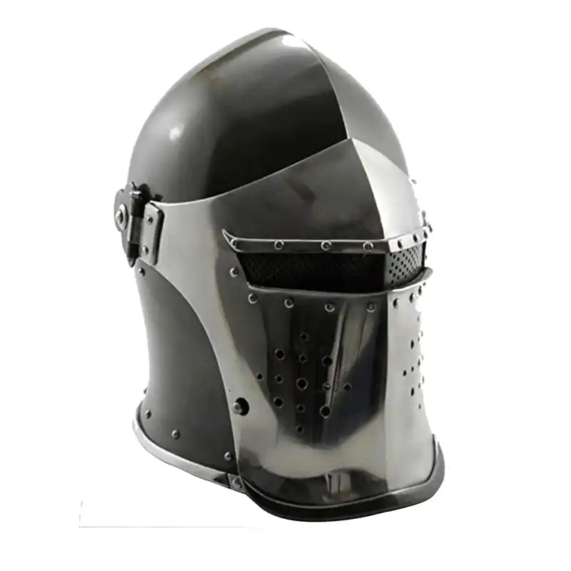 Barbuta Battle Knight Steel Black Medieval Visored Barbute Helmet