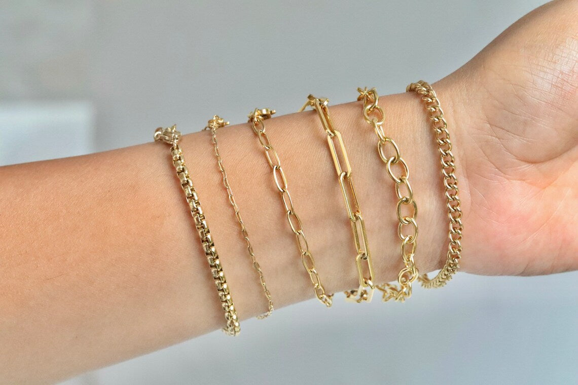 18k Gold Filled Link Chain Bracelet Set For Women – PORTHO MALL