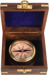 Compass with Wooden Box Directional Magnetic LOTR Compass for Graduation Day NavigationPocket Compass for Camping, Hiking, TouringGift for Him