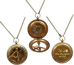 Engraved Sundial Compass with Leather case - Traveler Gift - Inspirational Gift - Adventurer Gift - Wedding Gift - Baptism Gift - Gift for him