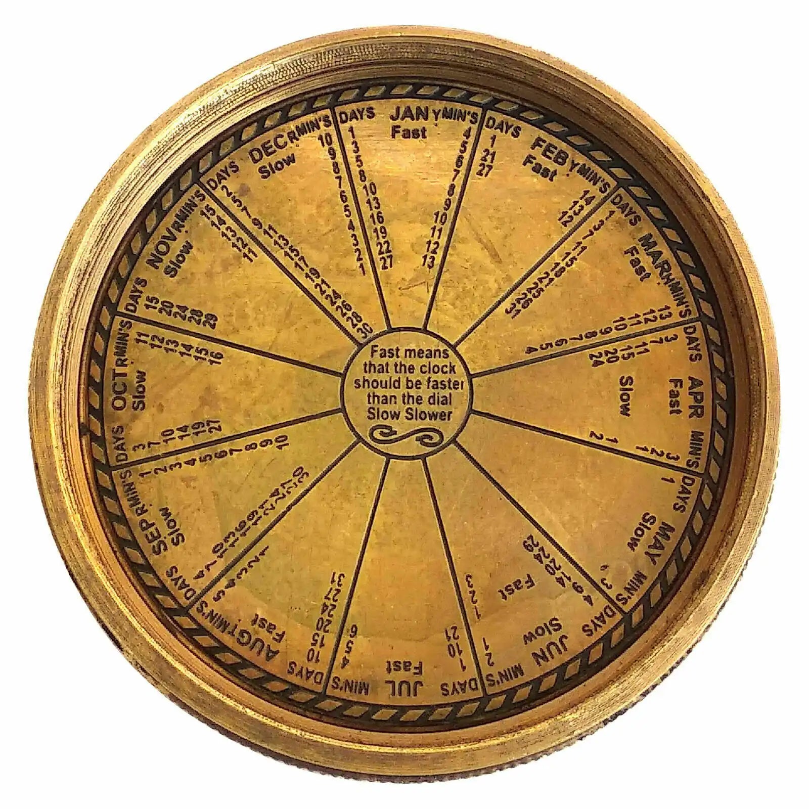 LORD KELVIN's Antique Nautical Brass Lid Sundial Compass