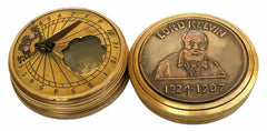 LORD KELVIN's Antique Nautical Brass Lid Sundial Compass
