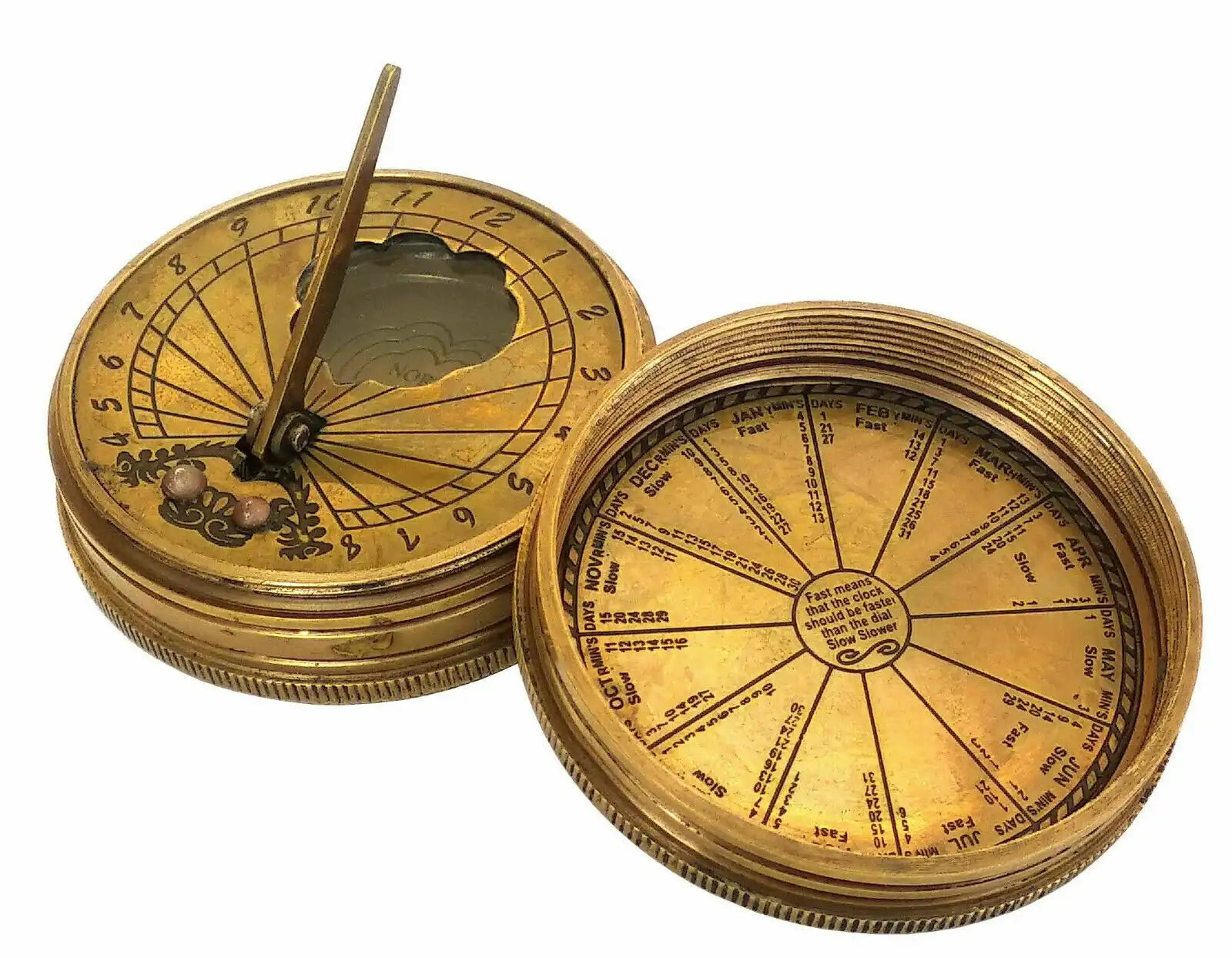 Antique Brass Nautical Sundial Compass Stock Photo - Image of