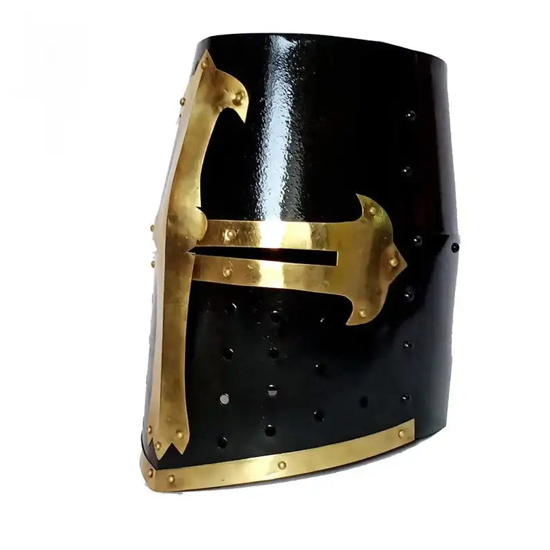Medieval Crusader Templar Knight Black Finish Brass Helmet